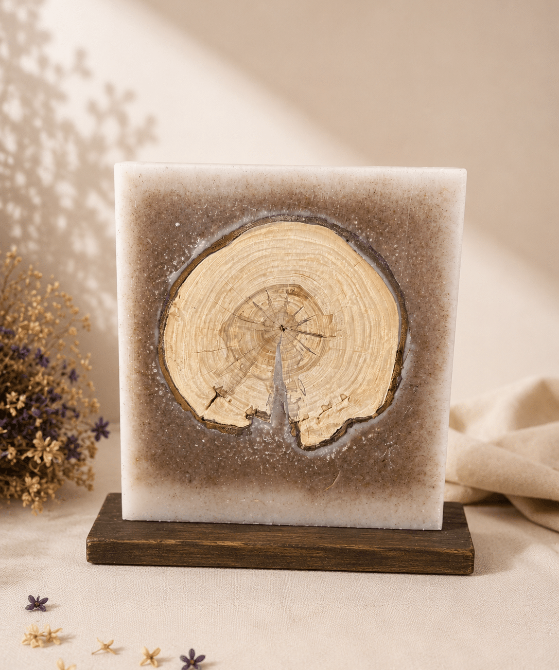 Hochzeitskerze mit Holz