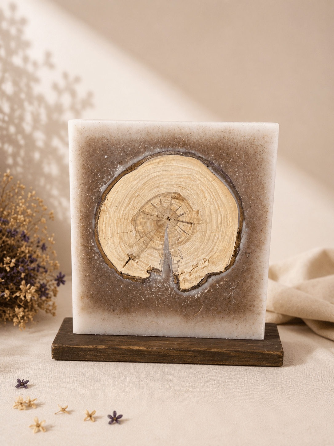 Hochzeitskerze mit Holz