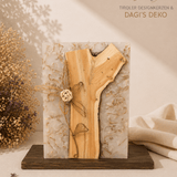 Hochzeitskerze mit Blume und Holz