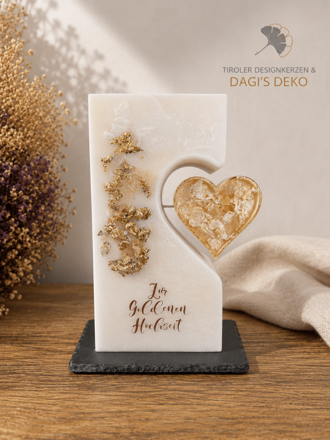 Hochzeitskerze mit Gold