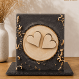 Kerze mit herausnehmbaren Holzherzen