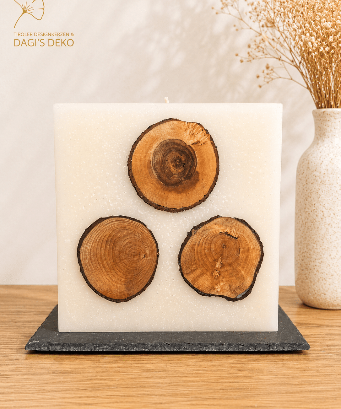 Kerze mit eingegossenem Holz