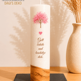 Kerze mit rosa Baum