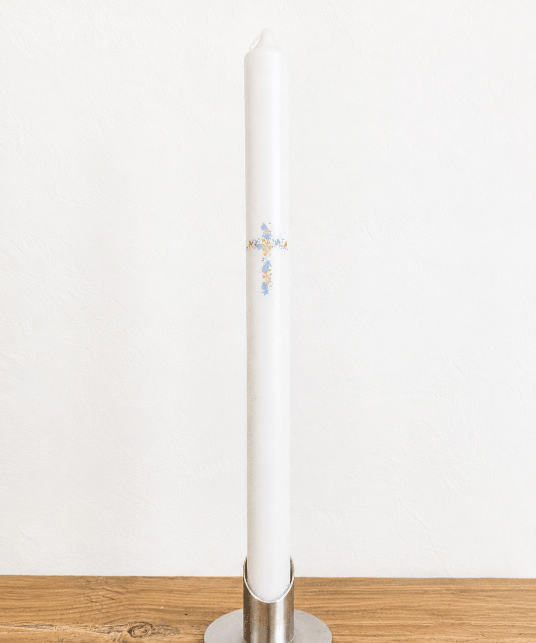 Taufkerze Blumen Kreuz