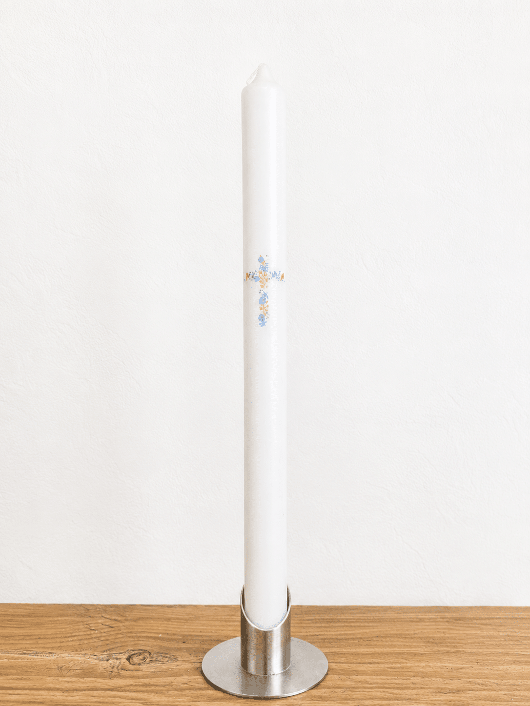 Taufkerze Blumen Kreuz