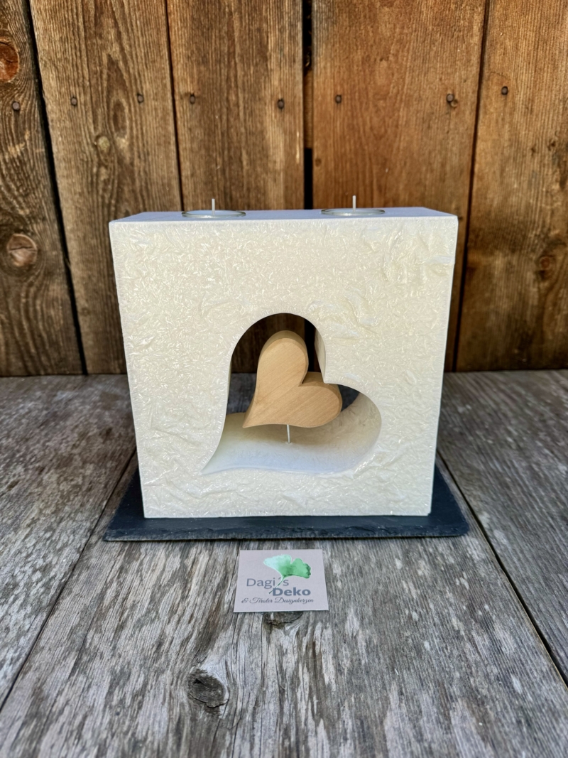 Hochzeitskerze mit Holzherz