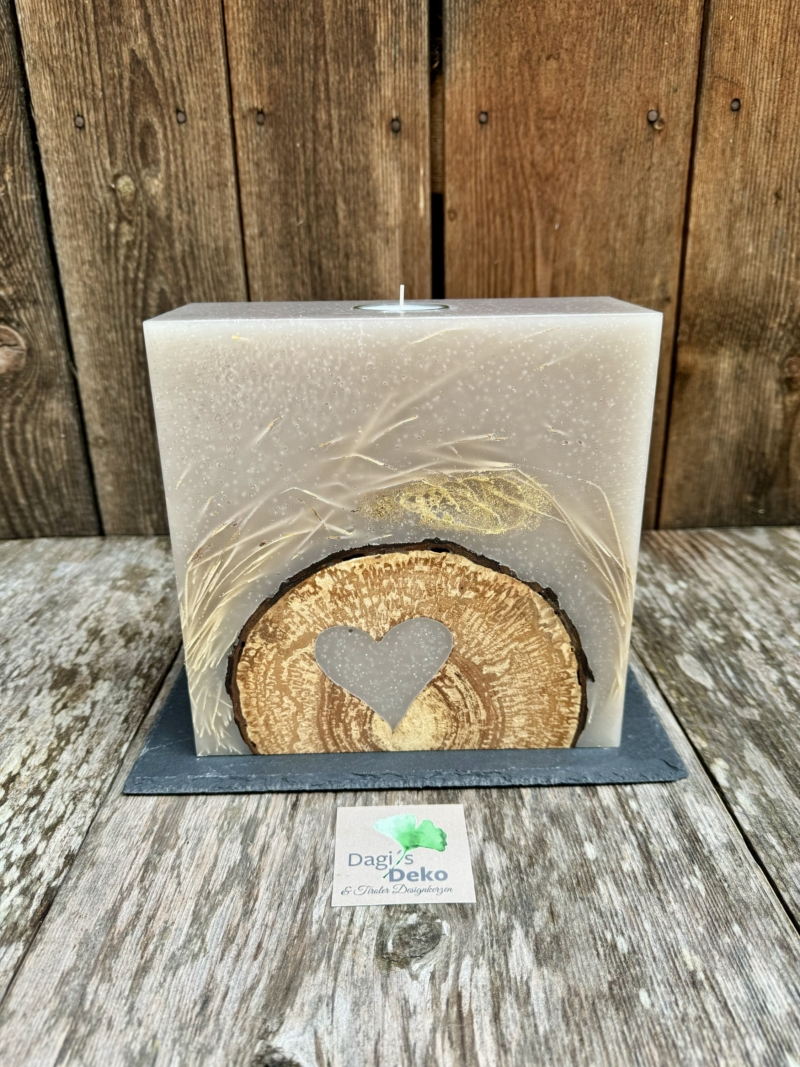 Hochzeitskerze mit Holz