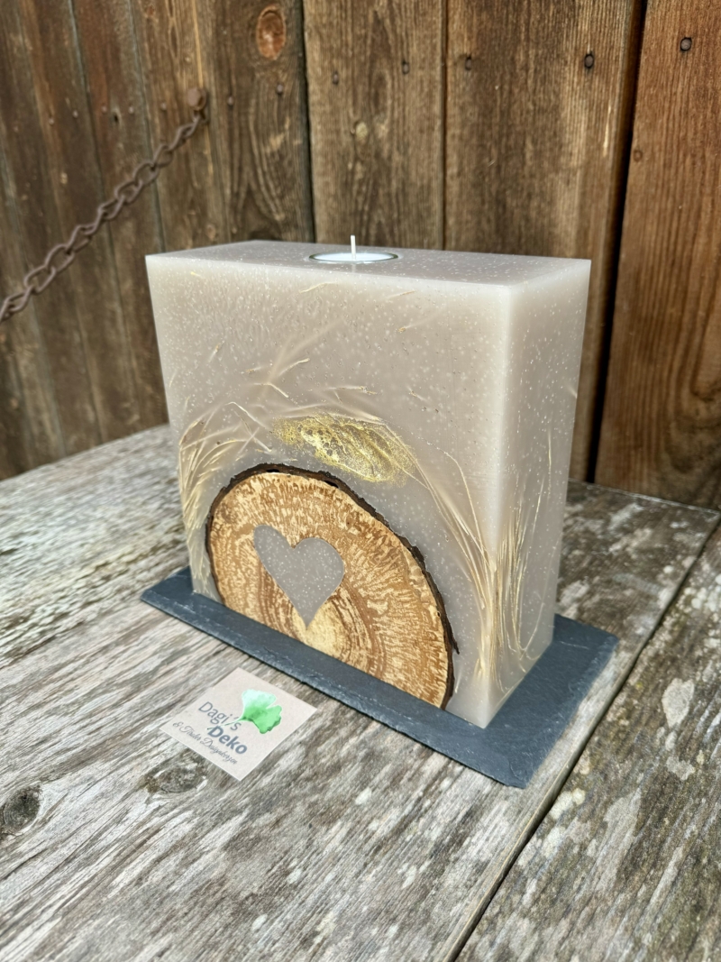 Hochzeitskerze mit Holz – Bild 2