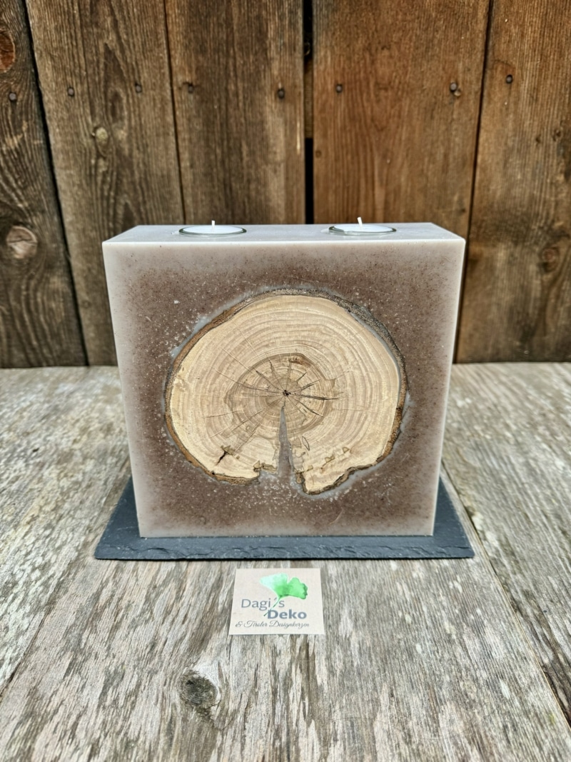 Hochzeitskerze mit Holz