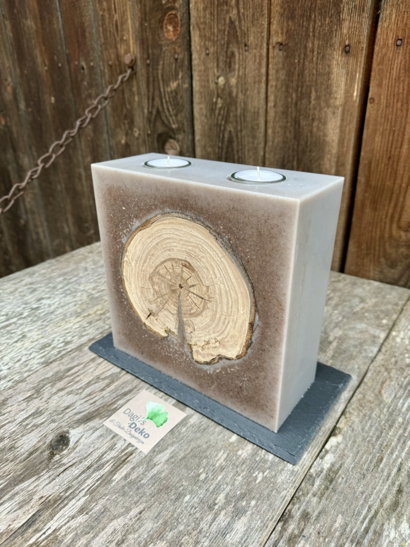 Hochzeitskerze mit Holz – Bild 2