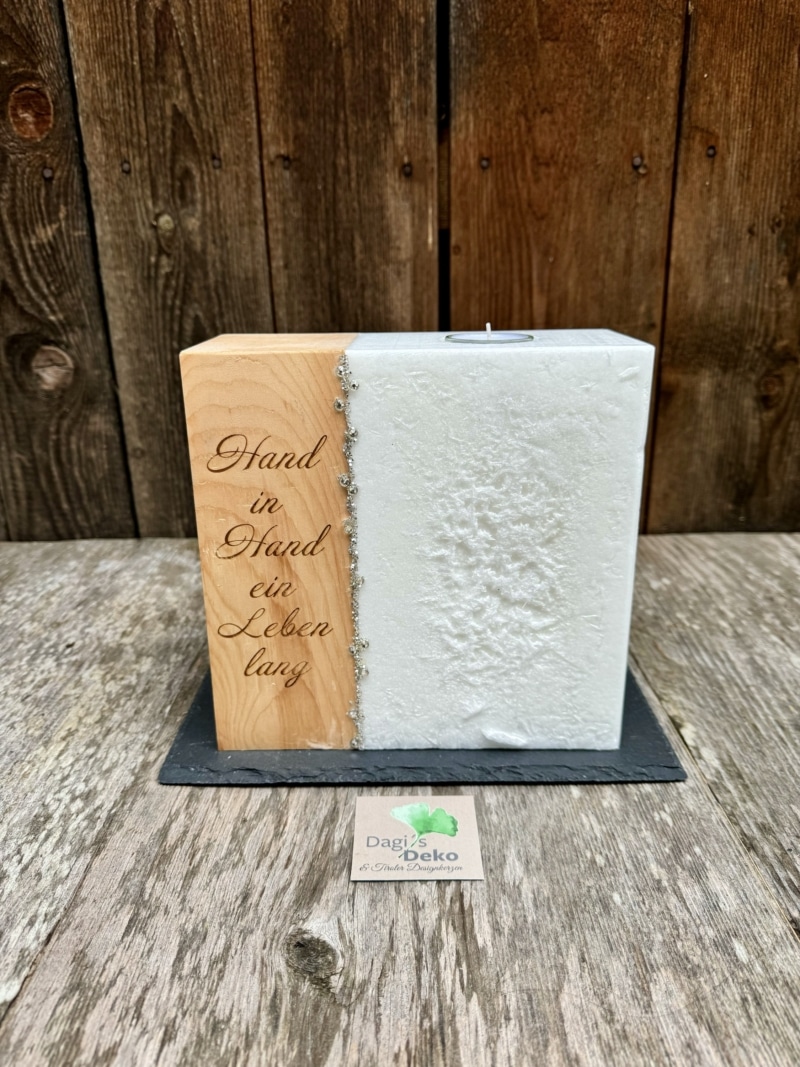 Hochzeitskerze mit Spruch