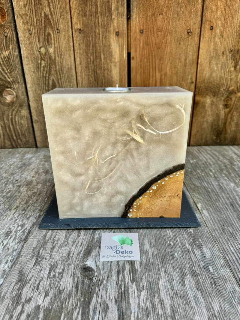 Hochzeitskerze mit Holz