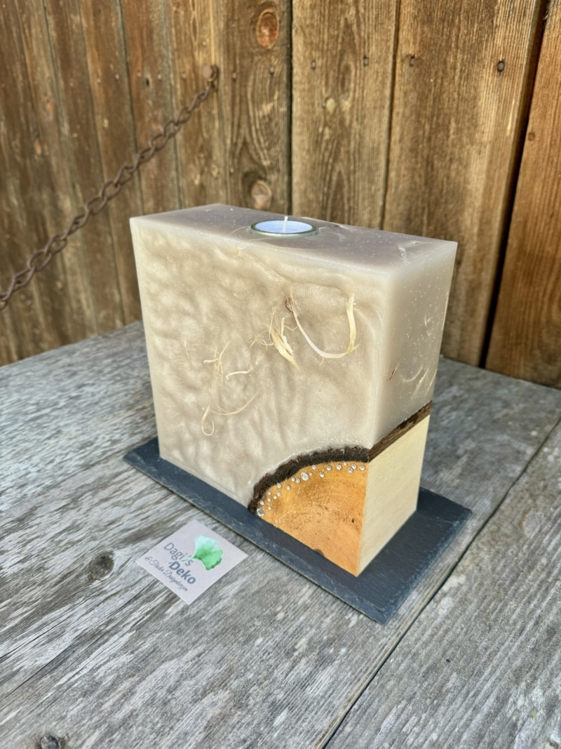 Hochzeitskerze mit Holz – Bild 2