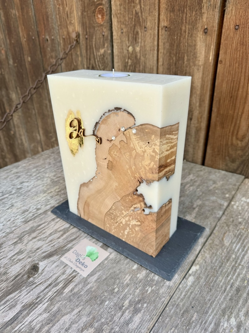 Hochzeitskerze mit Holz – Bild 2