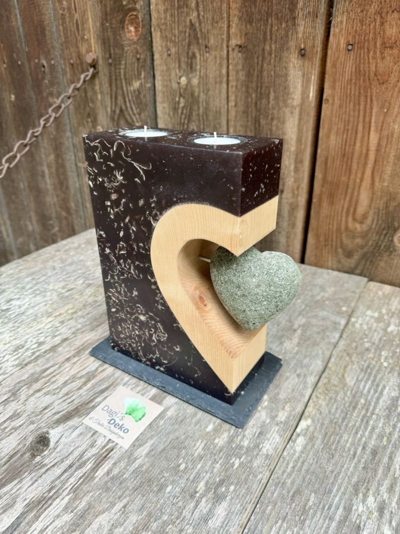 Hochzeitskerze mit Steinherz – Bild 2