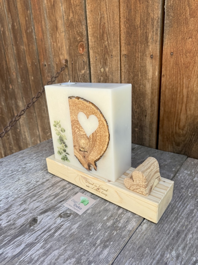 Hochzeitskerze Holz – Bild 2