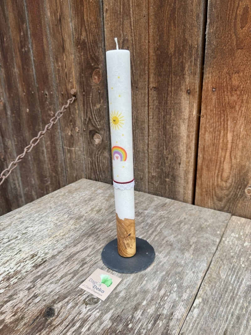 Taufkerze Regenbogen – Bild 2
