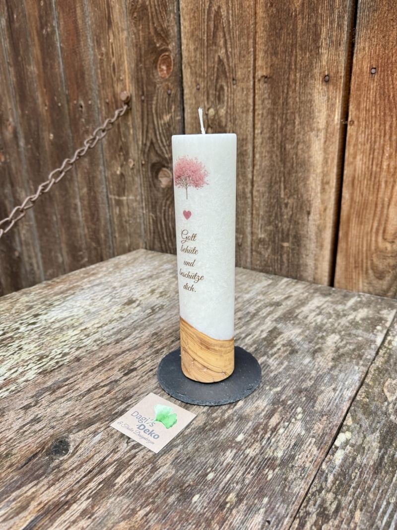 Kerze mit rosa Baum – Bild 2
