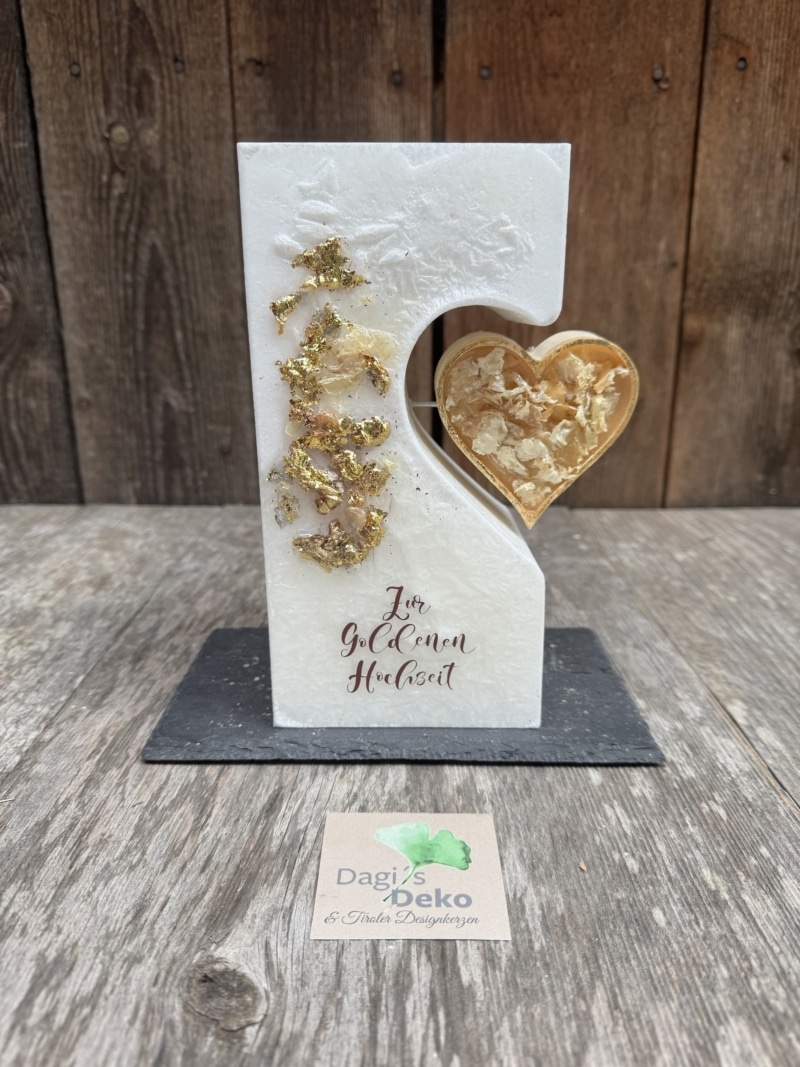 Hochzeitskerze mit Gold