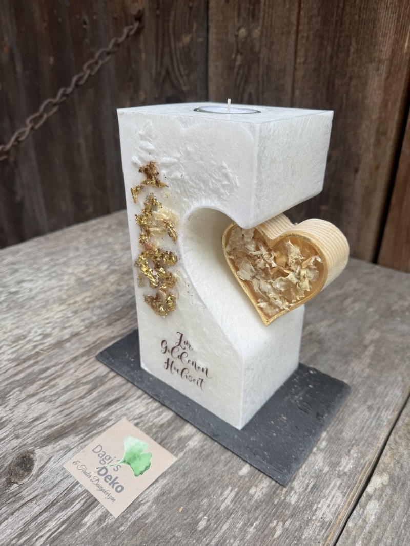 Hochzeitskerze mit Gold – Bild 2