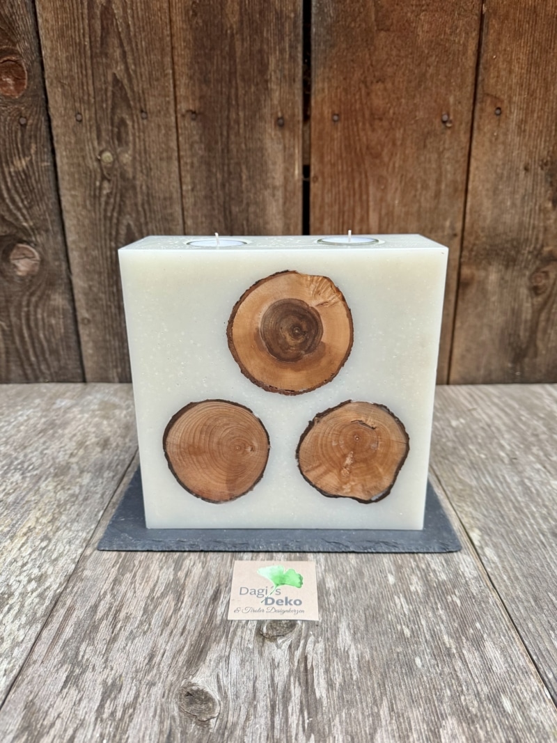 Kerze mit eingegossenem Holz
