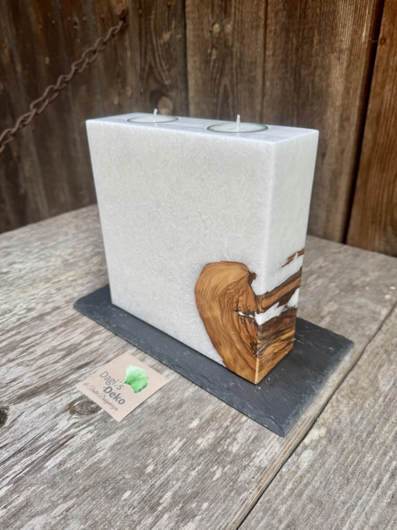 Kerze mit Holz – Bild 2